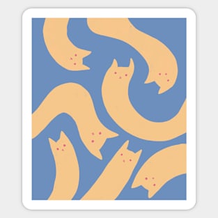 cat pattern aesthetic illustration orange blue Sticker